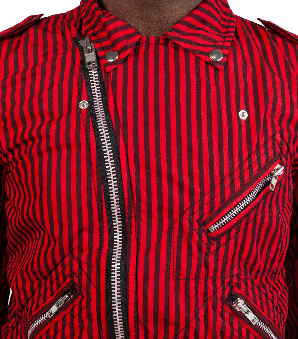CdG SHIRT Striped Woven Jacket Red | SOMEWHERE