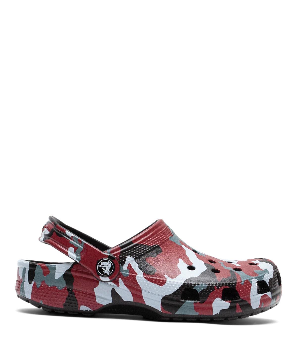 Crocs Classic Camo Clog Kid's Black Red | SOMEWHERE