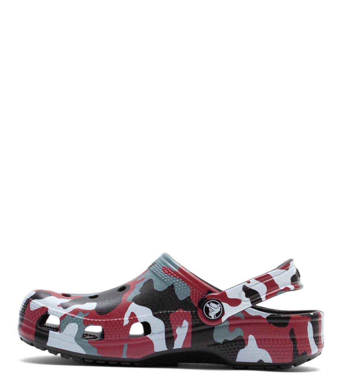 Crocs Classic Camo Clog Kid's Black Red | SOMEWHERE