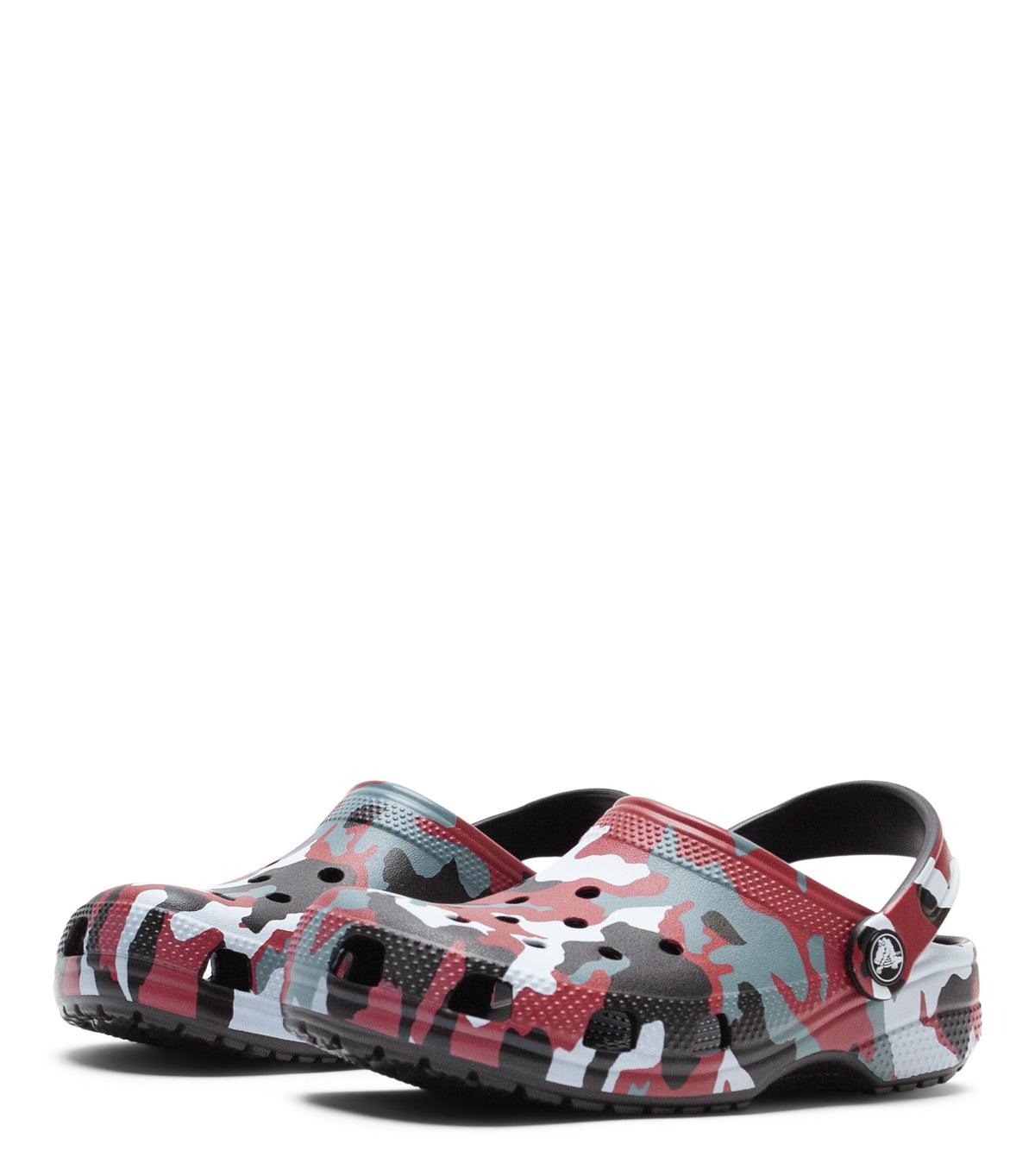 Crocs Classic Camo Clog Kid's Black Red | SOMEWHERE