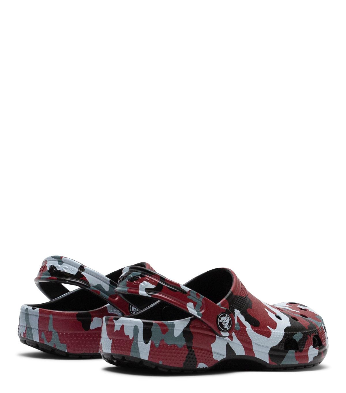Crocs Classic Camo Clog Kid's Black Red | SOMEWHERE