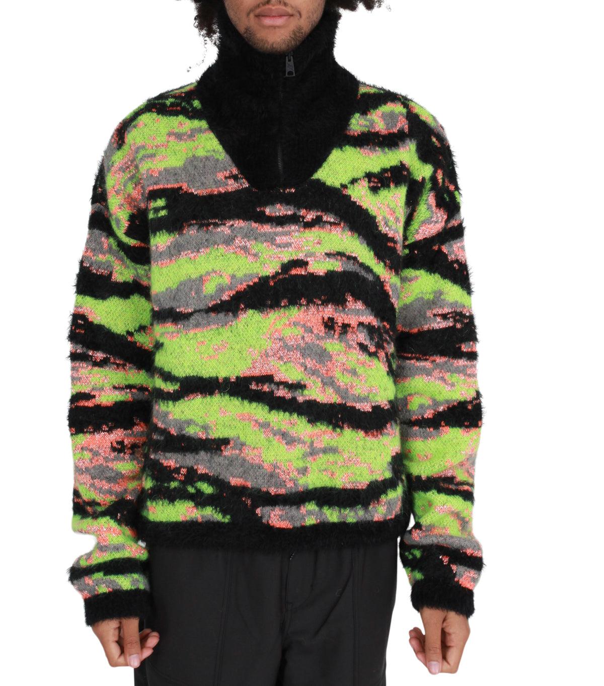 ERL Jacquard Tiger Sweater Green | SOMEWHERE