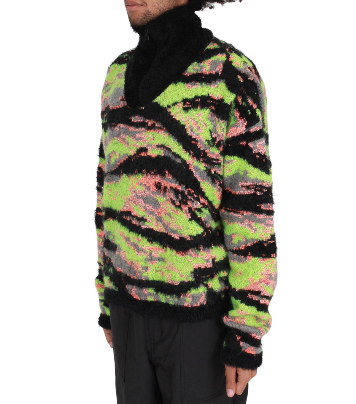 ERL Jacquard Tiger Sweater Green | SOMEWHERE