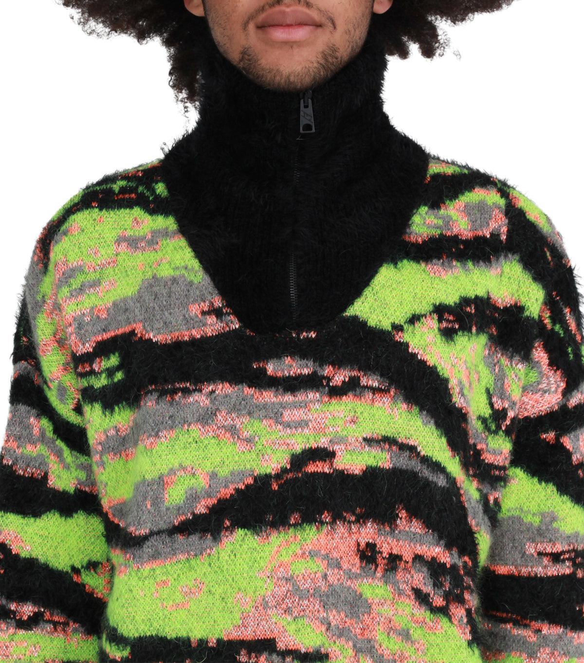 ERL Jacquard Tiger Sweater Green | SOMEWHERE
