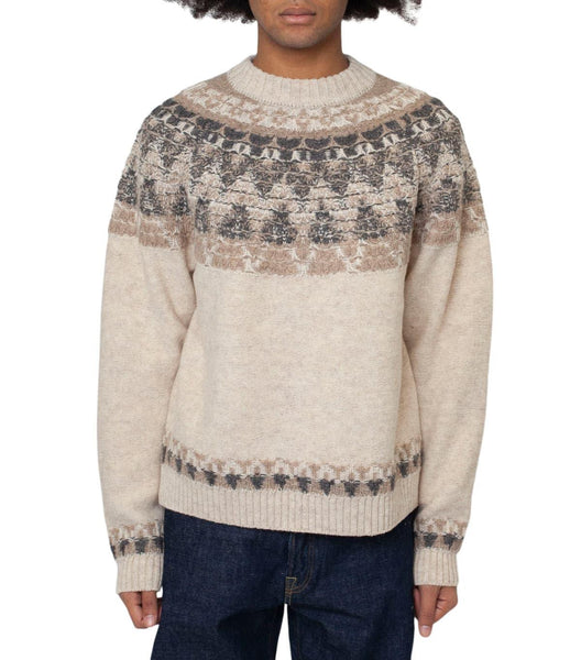 Kapital 5G Wool Nordic Smilie Patch Raglan Sweater Beige