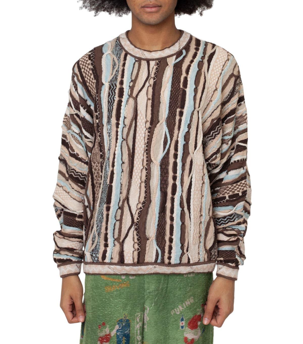 Kapital 7G Knit Gaudy Crew Sweater Brown | SOMEWHERE
