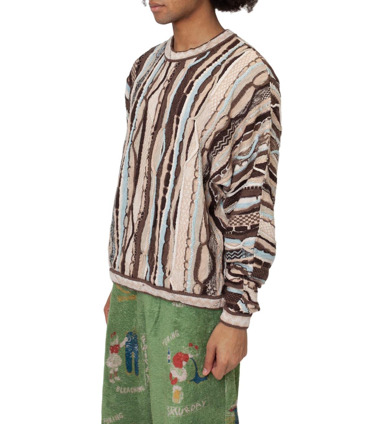 Kapital 7G Knit Gaudy Crew Sweater Brown | SOMEWHERE