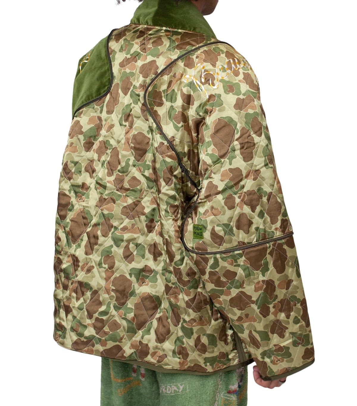Kapital Rayon Satin Quilting Camo Kesa Sham Bomber Jacket (Beautiful Vietnam) Khaki | SOMEWHERE