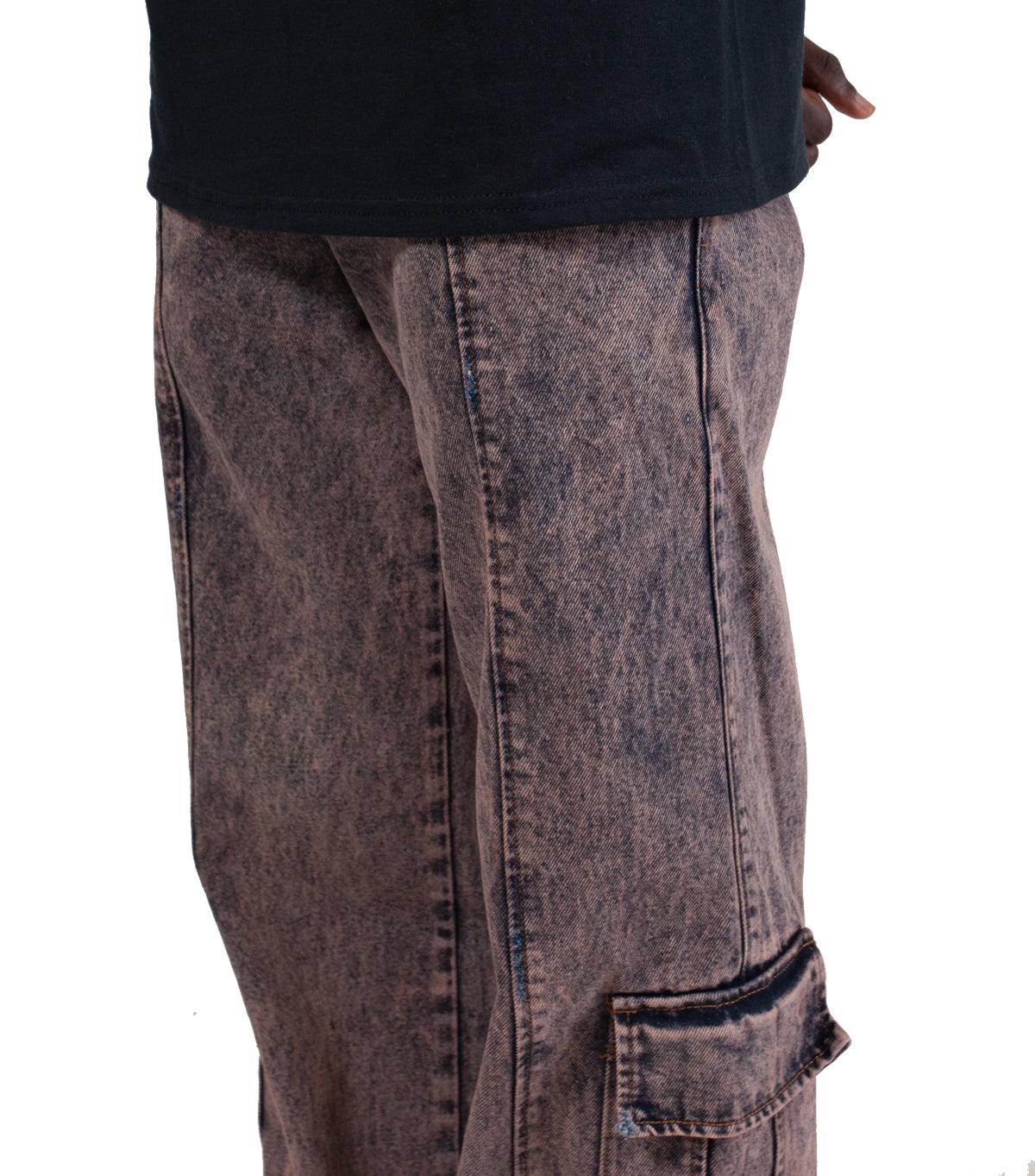 Liberal Youth Ministry Acid Wash Denim Cargo Pants Orange | SOMEWHERE