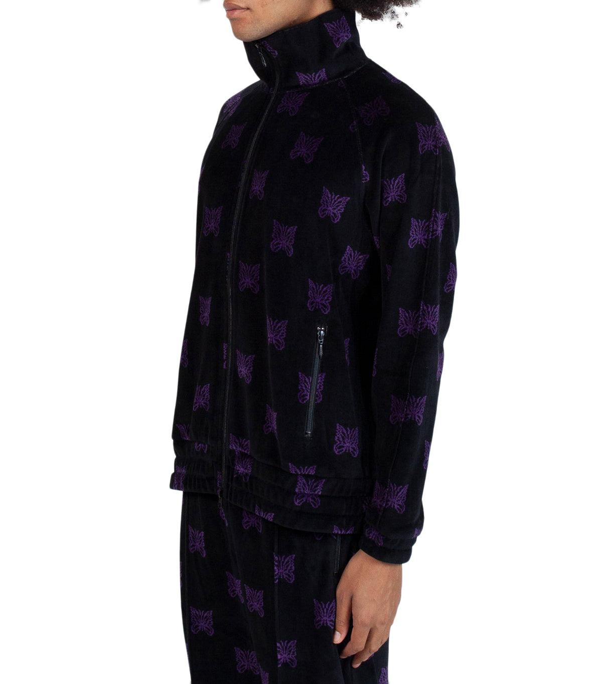 Needles Papillon Velour Track Jacket Black Purple | SOMEWHERE