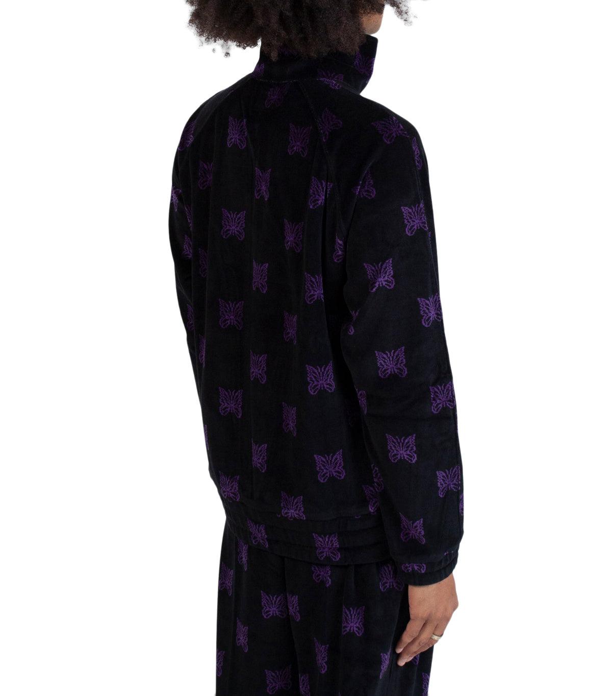 Needles Papillon Velour Track Jacket Black Purple | SOMEWHERE