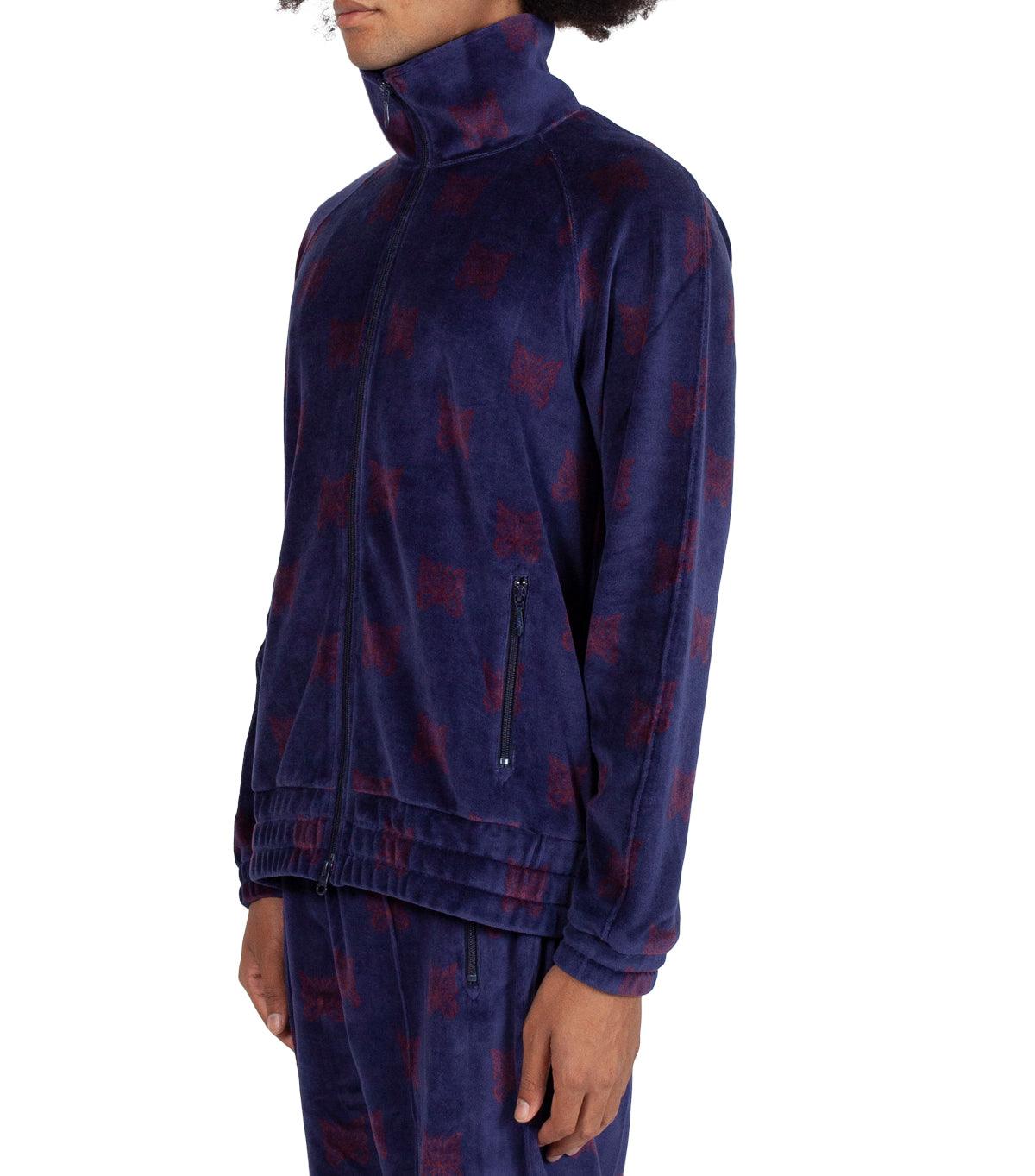 Needles Papillon Velour Track Jacket Navy Bordeaux | SOMEWHERE