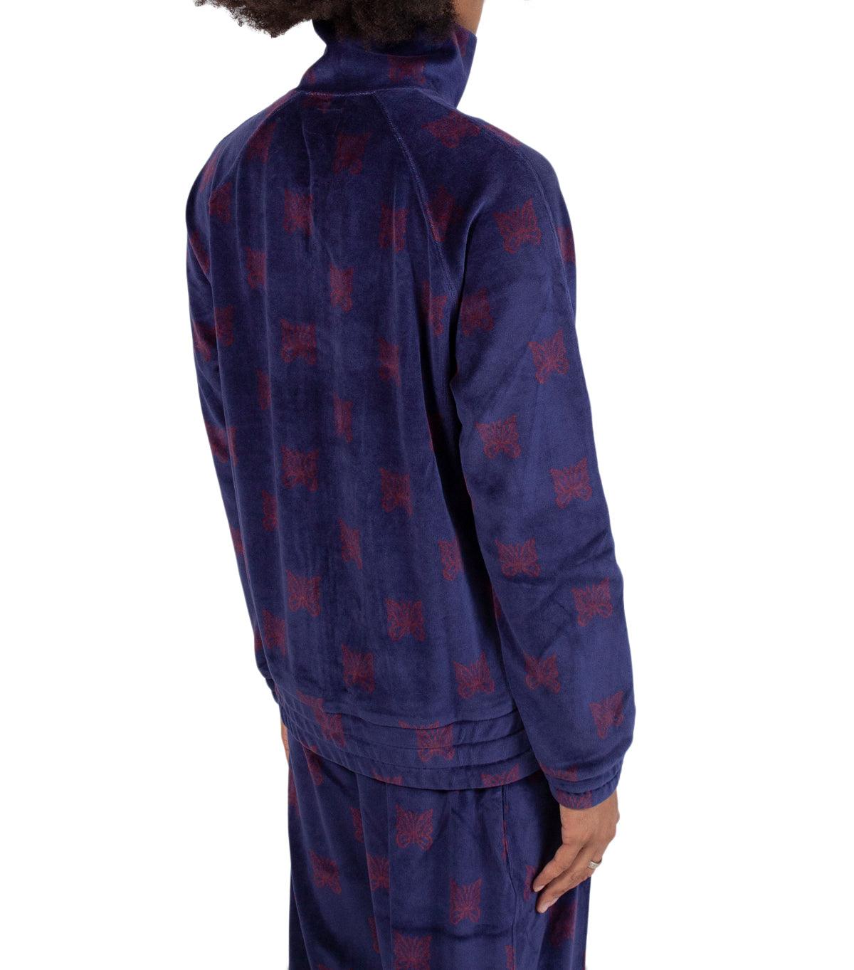 Needles Papillon Velour Track Jacket Navy Bordeaux | SOMEWHERE