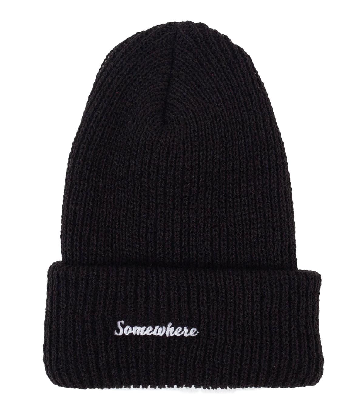 SOMEWHERE Script Logo Beanie Black | SOMEWHERE