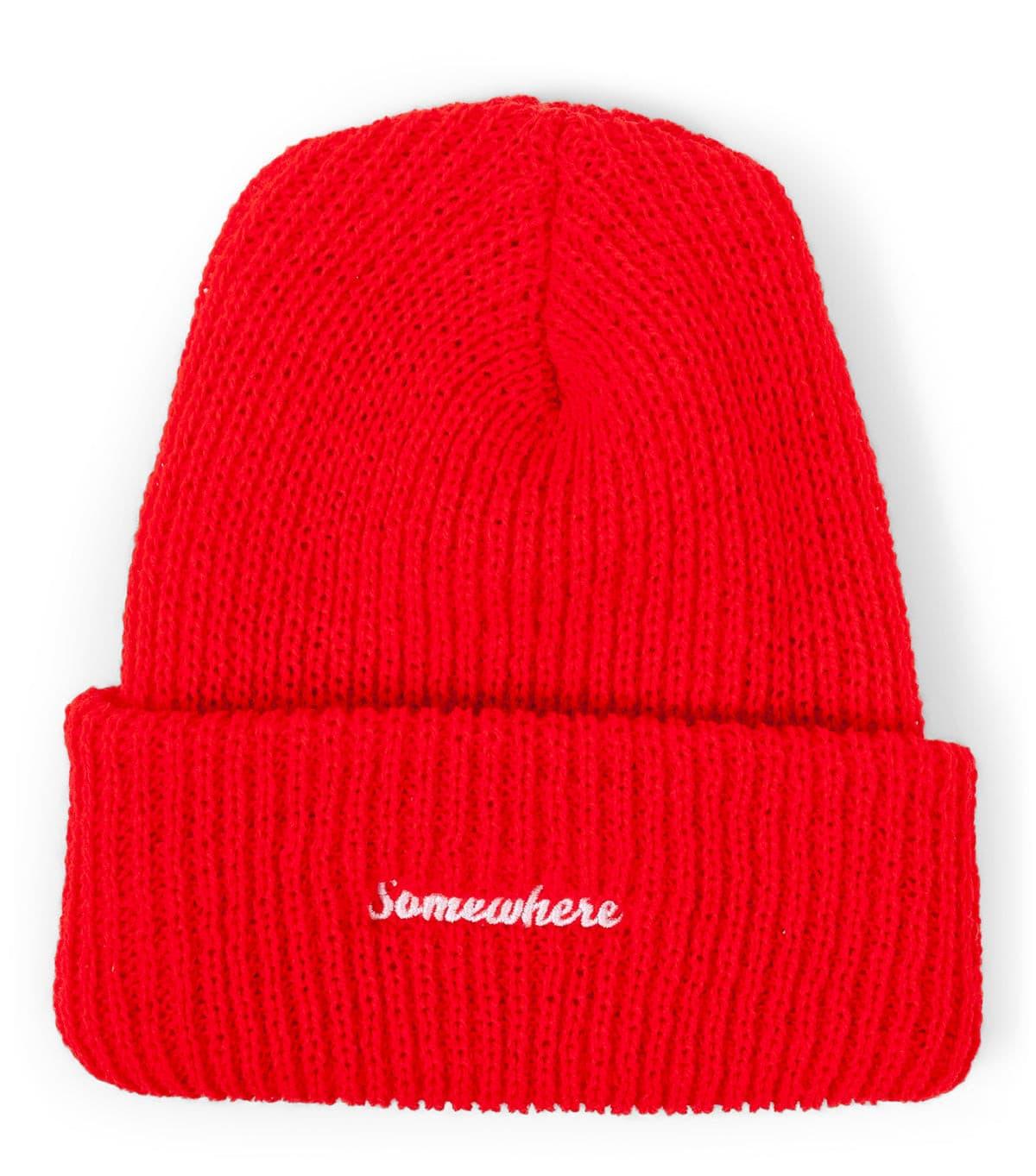SOMEWHERE Script Logo Beanie Red | SOMEWHERE