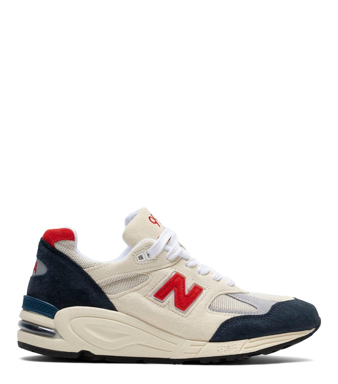 08.25.22 New Balance by Teddy Santis Made in USA 990v2 White Navy | SOMEWHERE