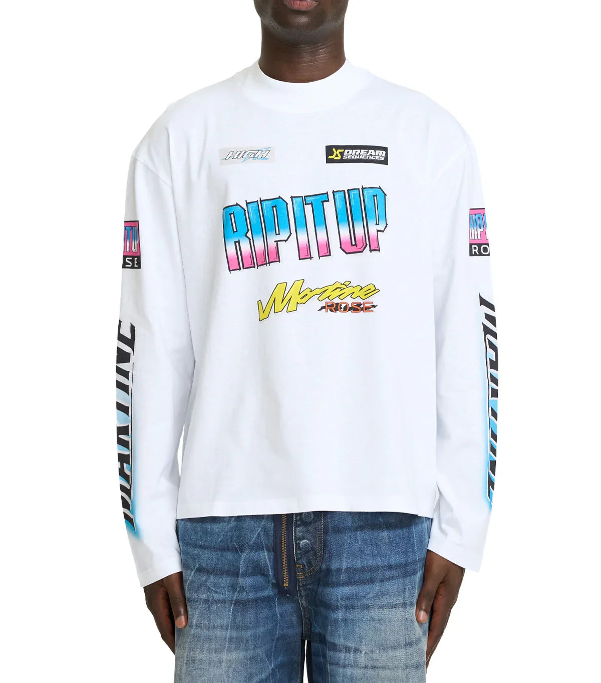 Martine Rose Funnel Neck Long Sleeve White