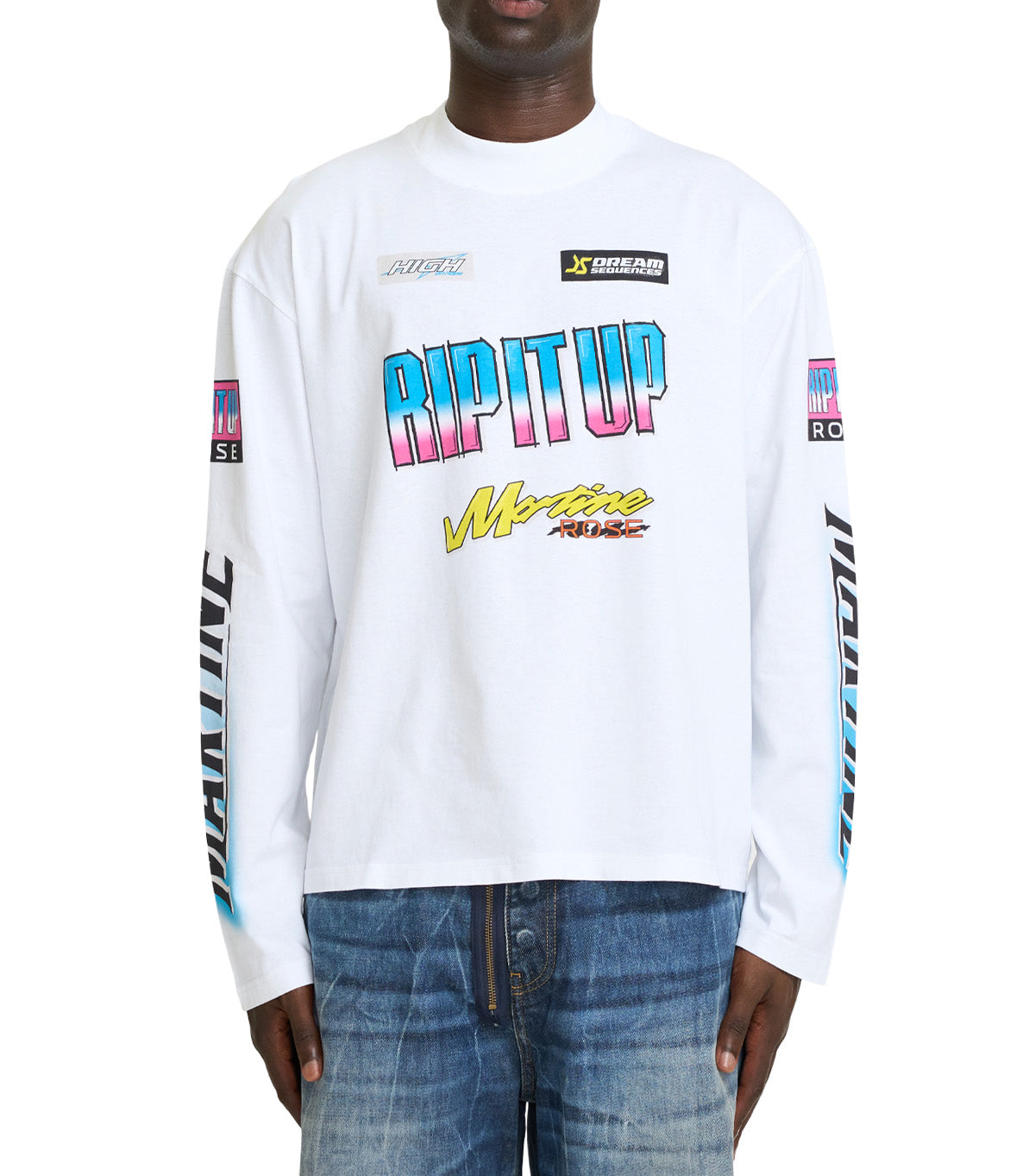 Martine Rose Funnel Neck Long Sleeve White