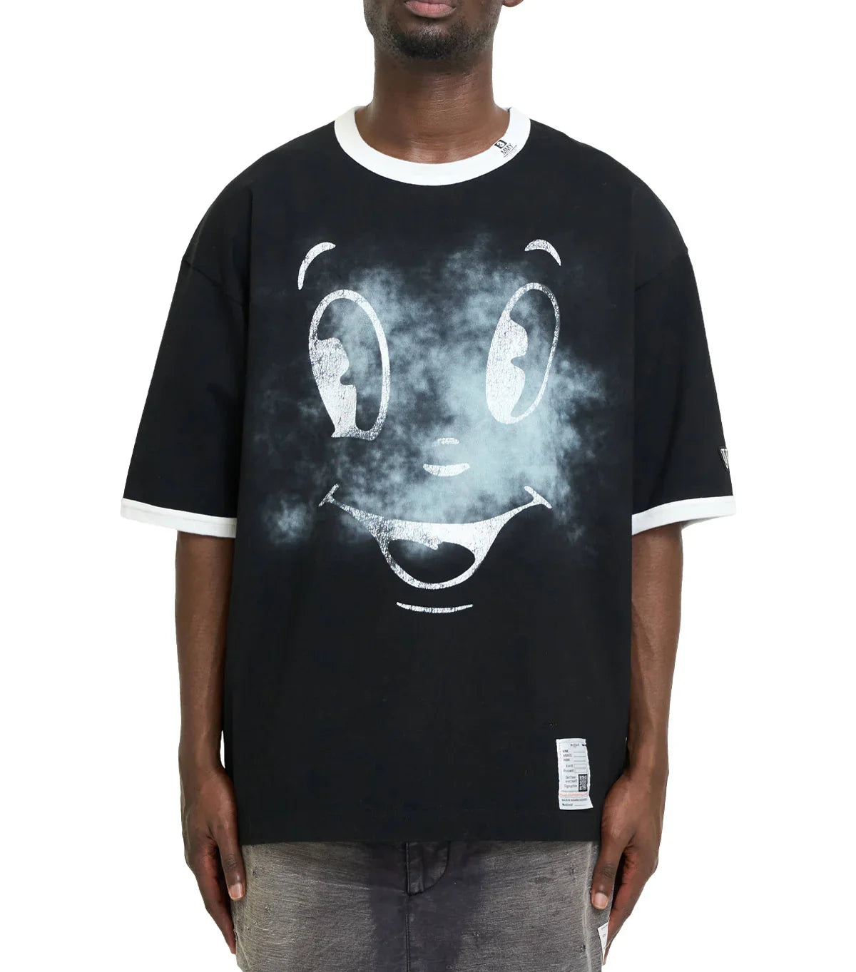 Mihara Yasuhiro Happy Face Printed T-Shirt Black