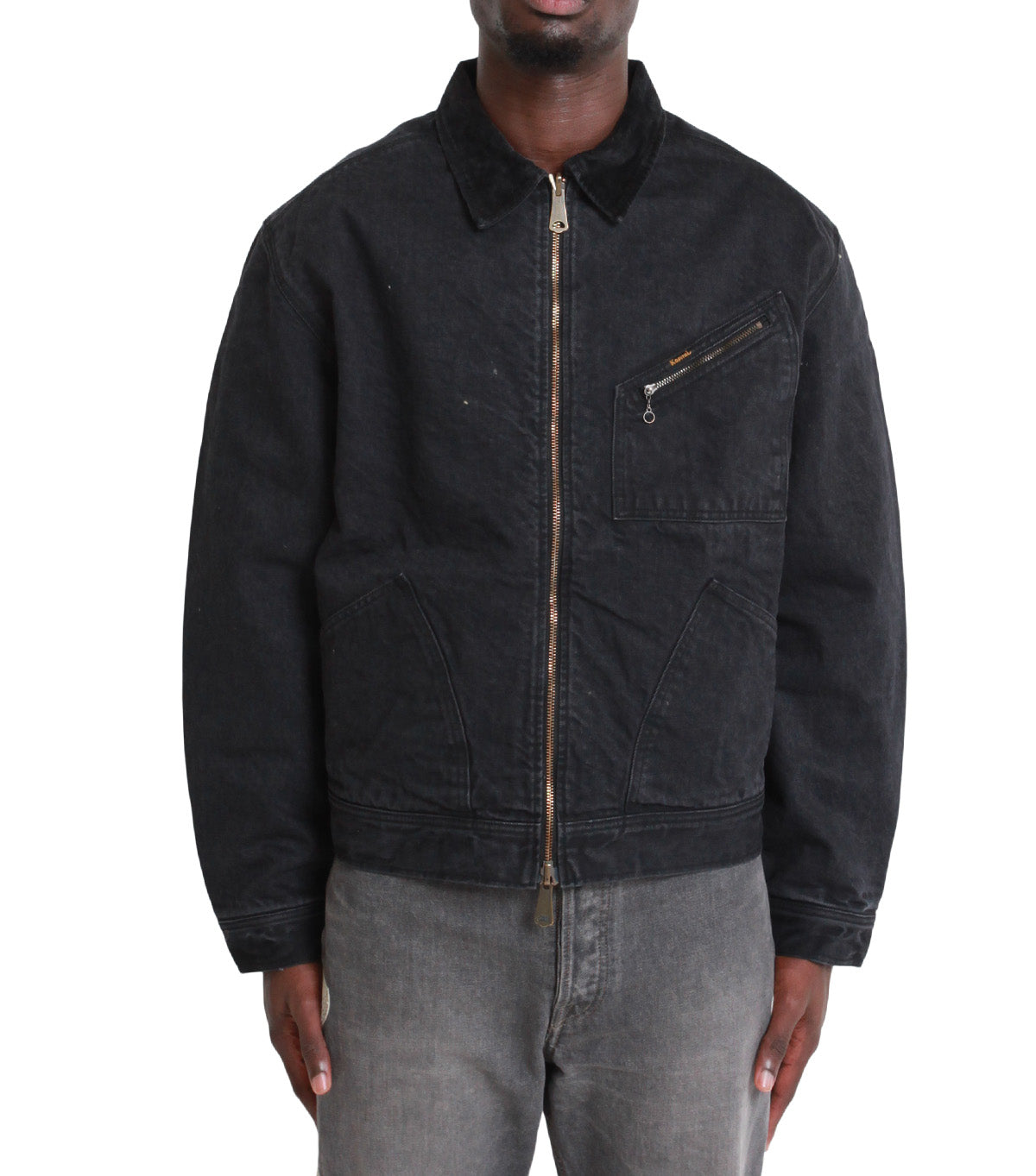 Kapital 14oz Denim Bone Lining Reversible Zip-Up Work Jacket Black