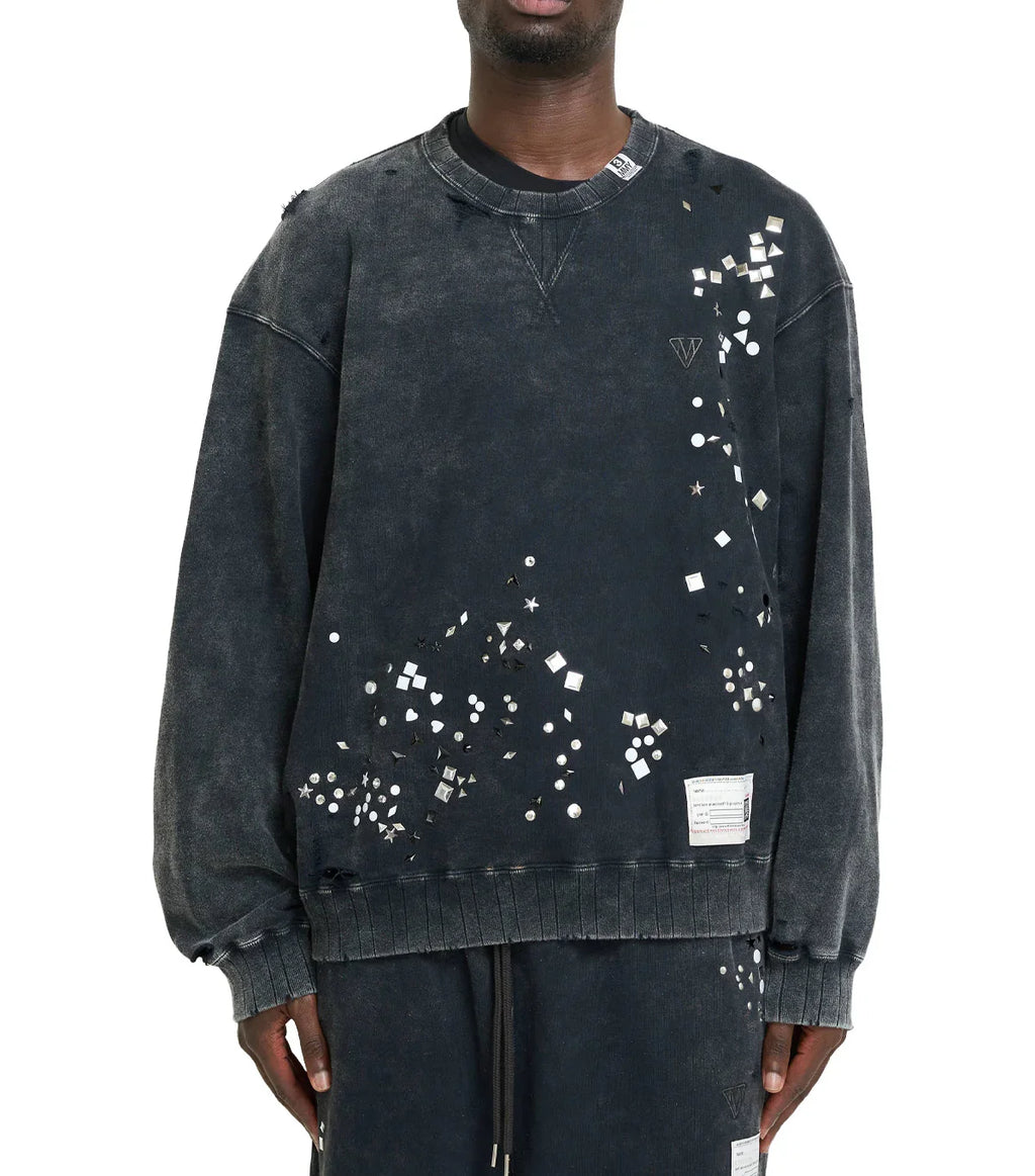 Mihara Yasuhiro Embellished Bleached Pullover Black