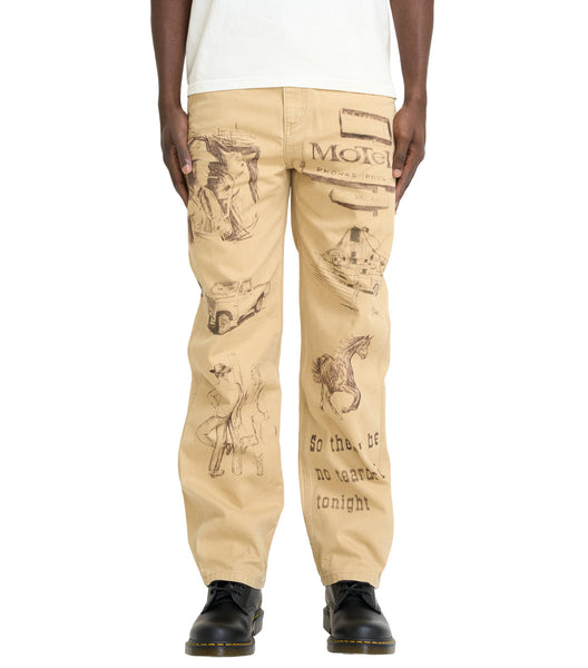 One Of These Days All Over Print Painters Pant Tan