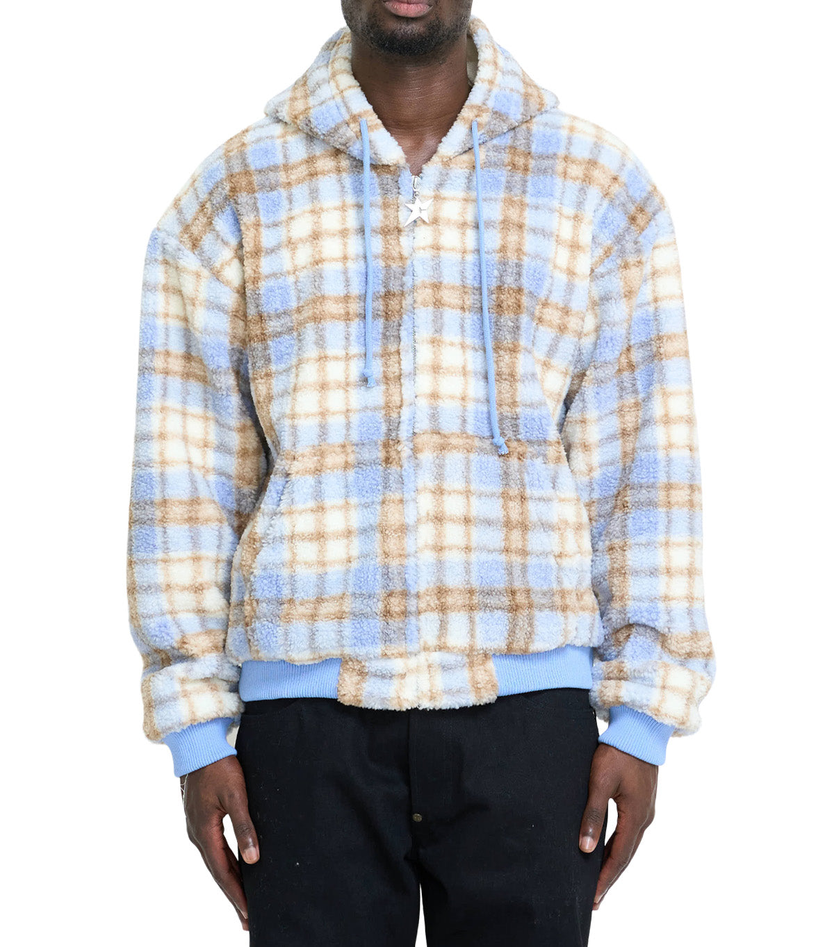 Carpet Company Plaid Fleece Jacket Baby Blue