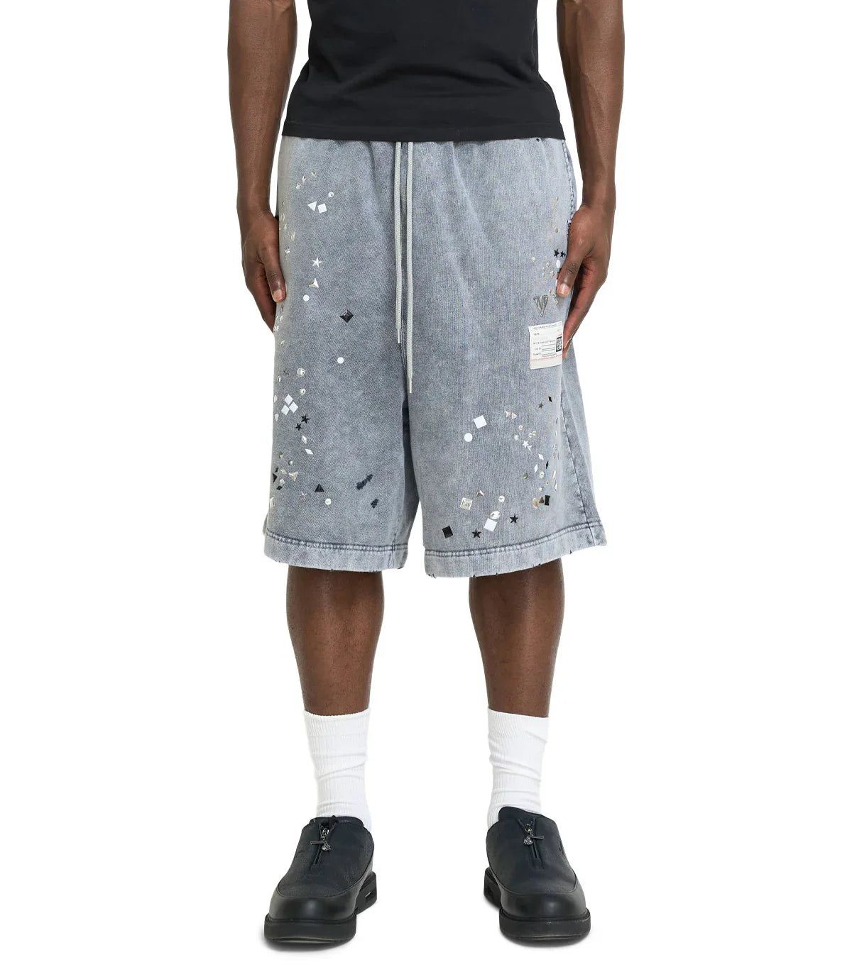 Mihara Yasuhiro Embellished Bleached Shorts Gray