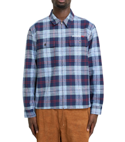 Awake NY Flannel Zip Shirt Blue