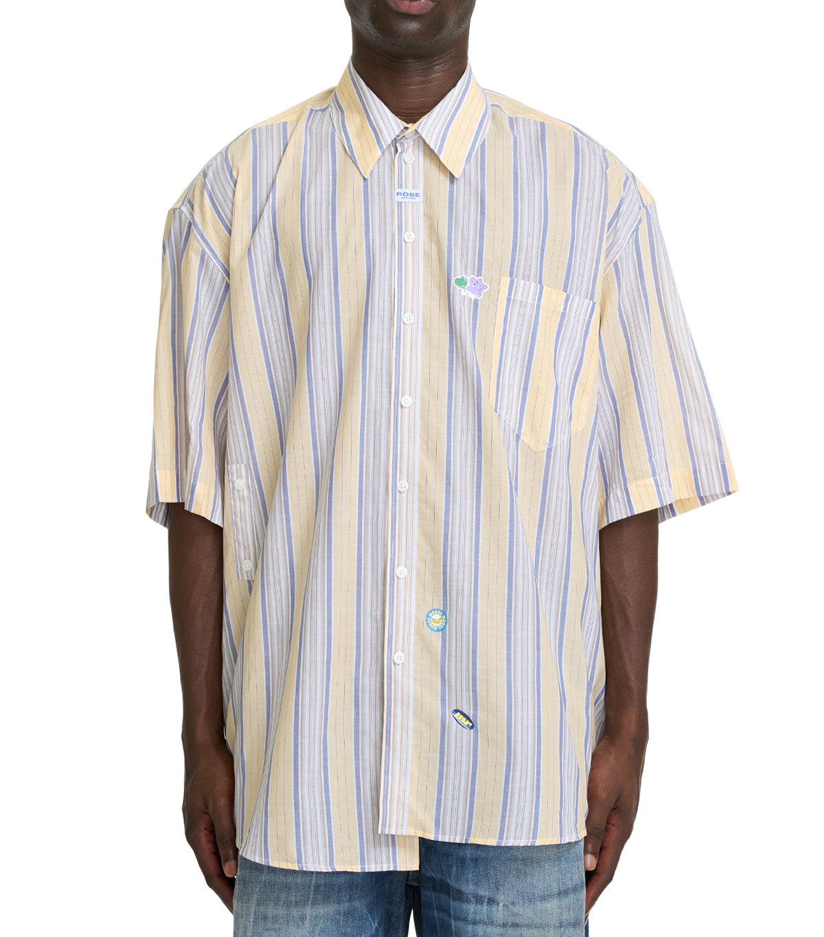 Martine Rose Short Sleeve Boxy Wrap Shirt Yellow Blue