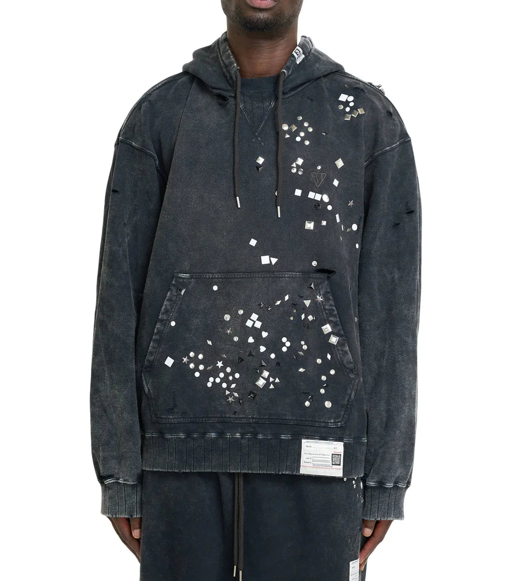 Mihara Yasuhiro Embellished Bleached Hoodie Black