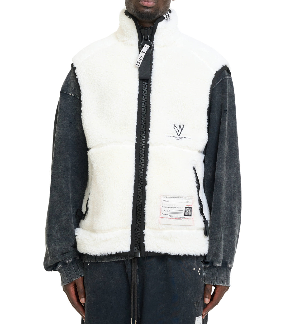 Mihara Yasuhiro Amateur Sewn Wide Back Boa Vest White