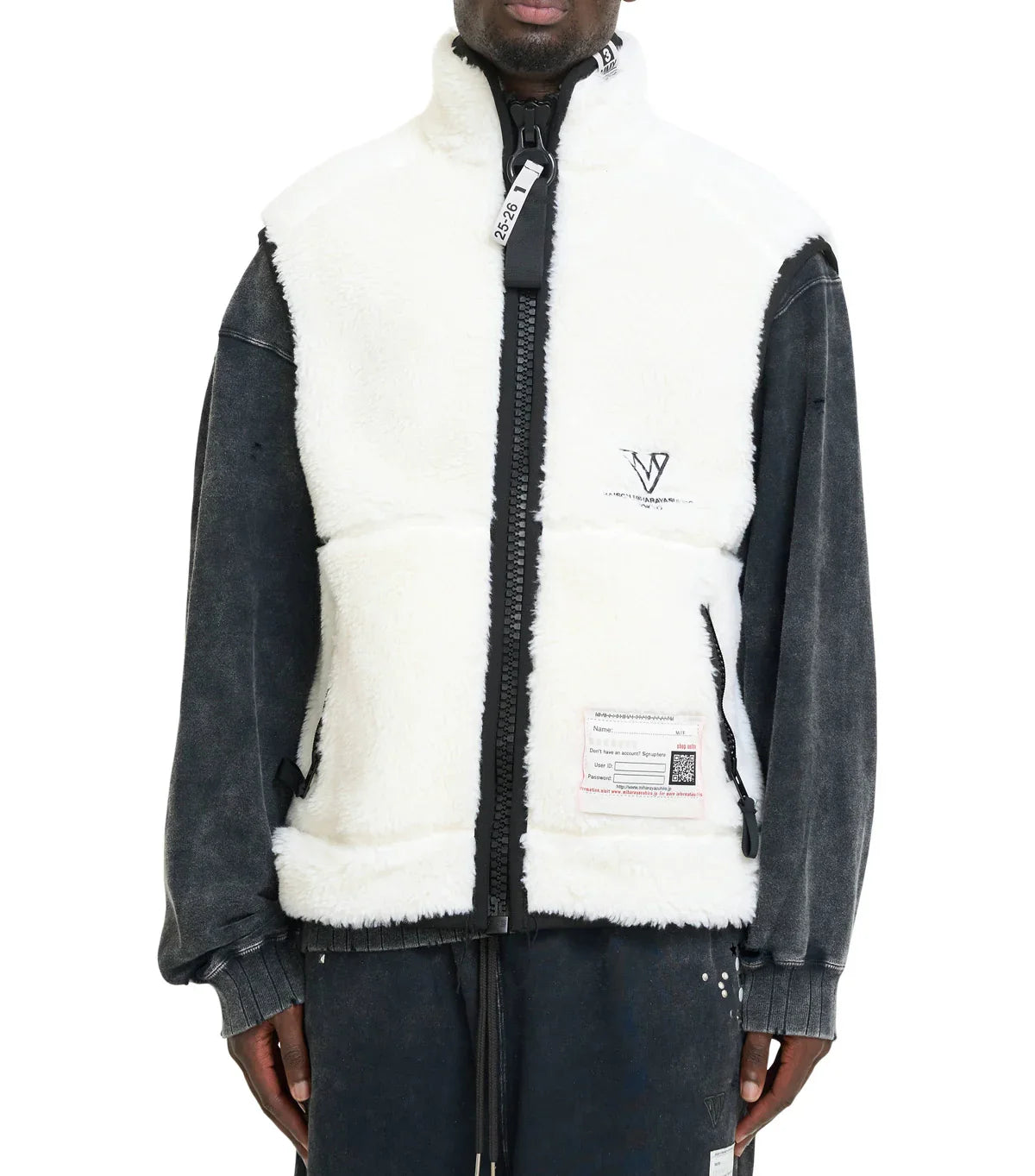Mihara Yasuhiro Amateur Sewn Wide Back Boa Vest White