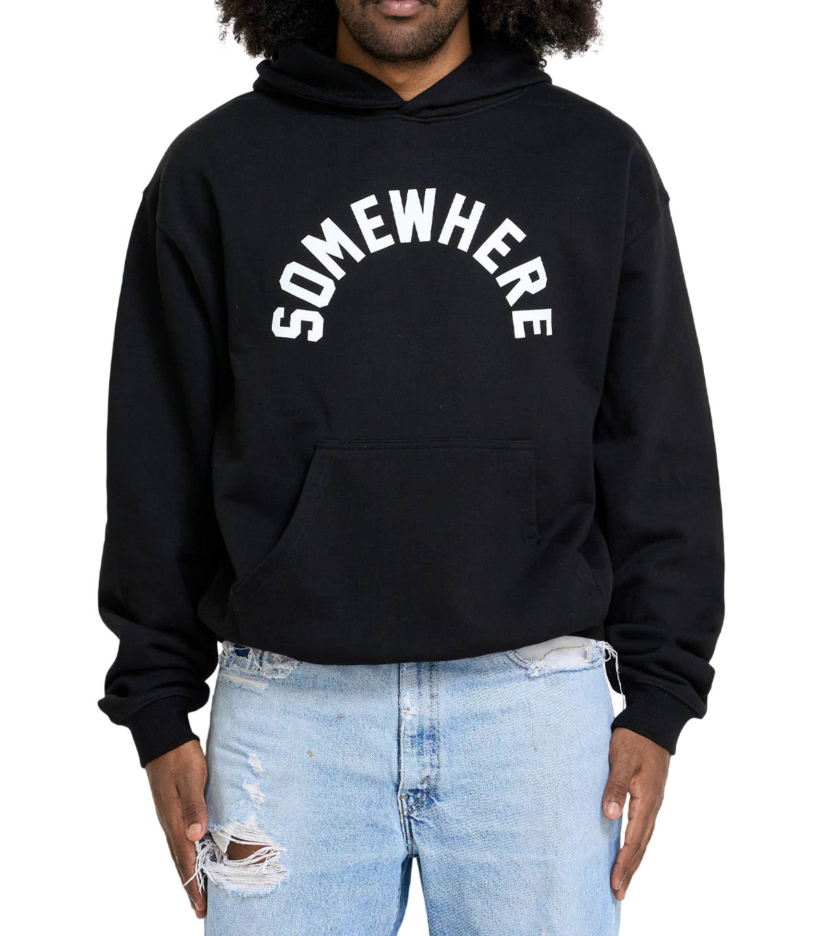 SOMEWHERE Arch Logo Hoodie Black