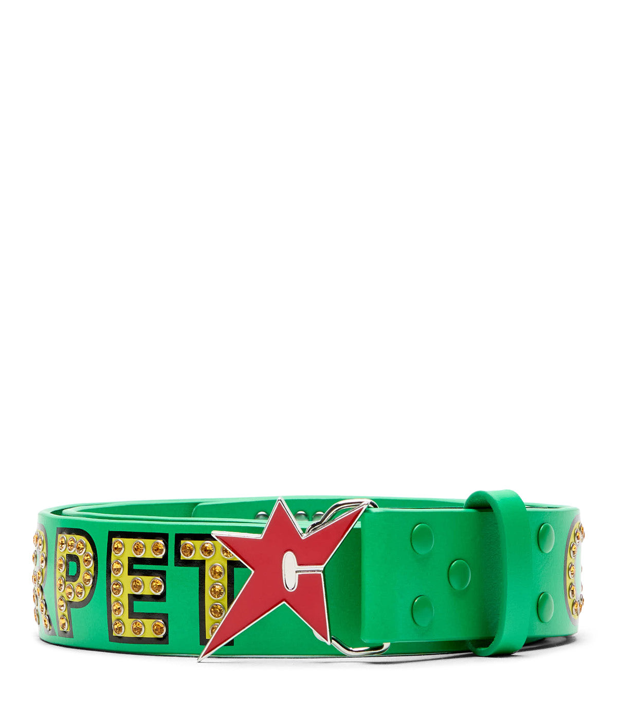 Carpet Company Varsity Rhinestone Leather Belt Green