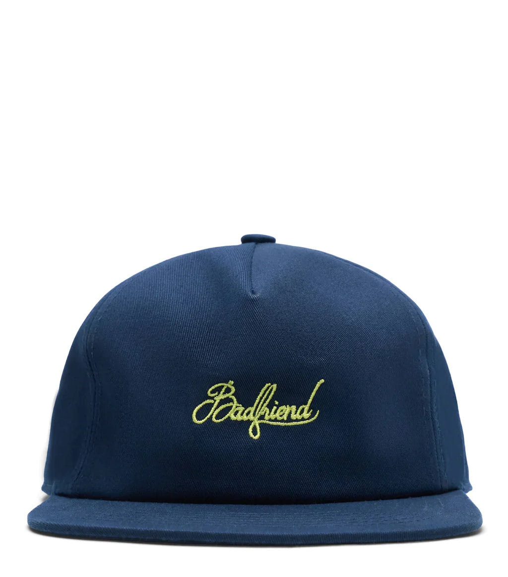 Badfriend Cursive Logo 5 Panel Hat Navy
