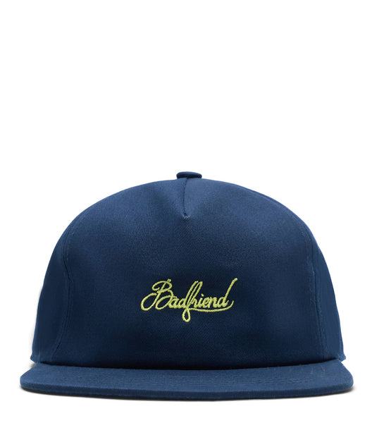 Badfriend Cursive Logo 5 Panel Hat Navy