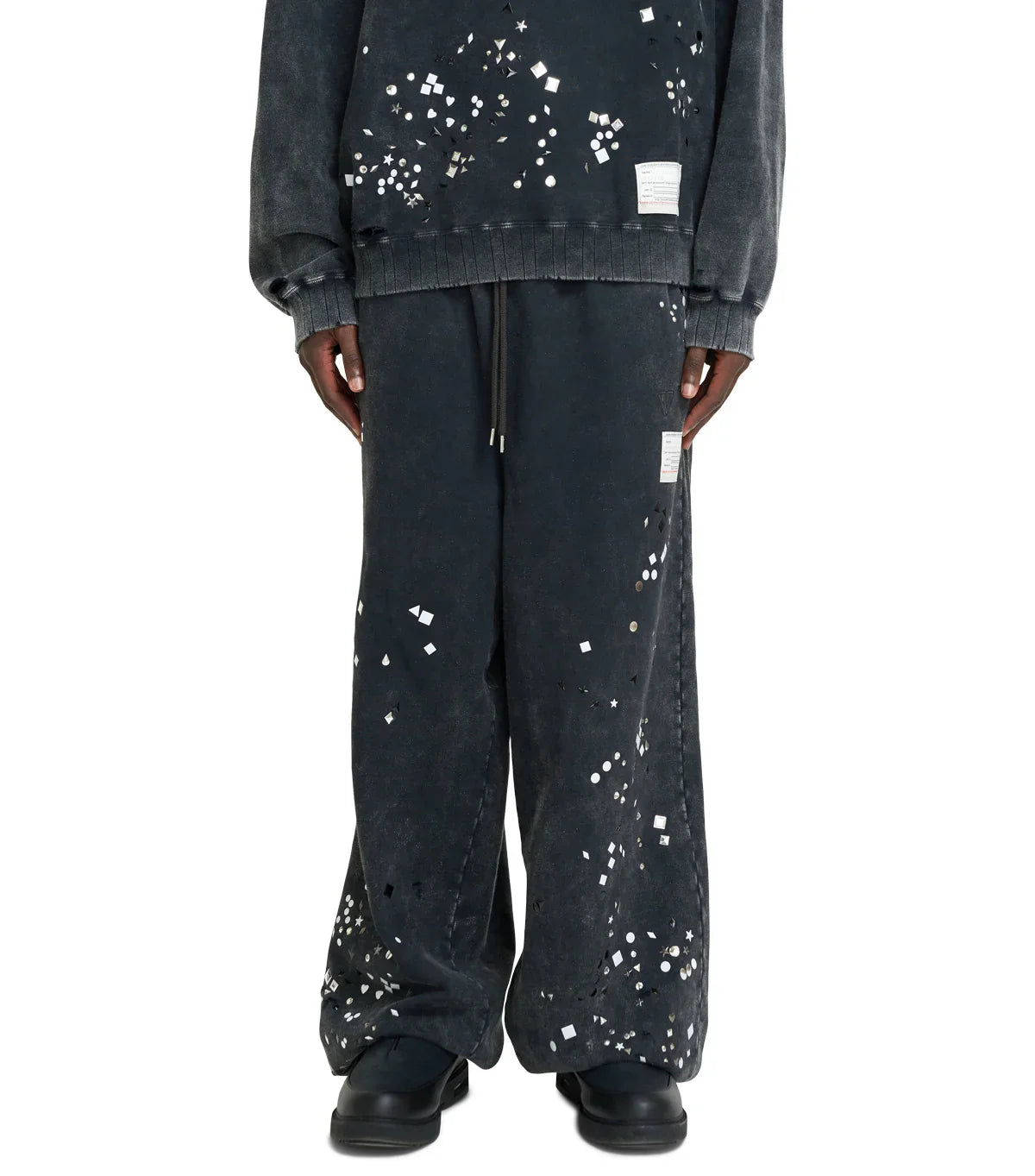 Mihara Yasuhiro Embellished Bleached Pants Black