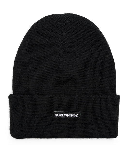SOMEWHERE Patch Logo Winter Beanie Black