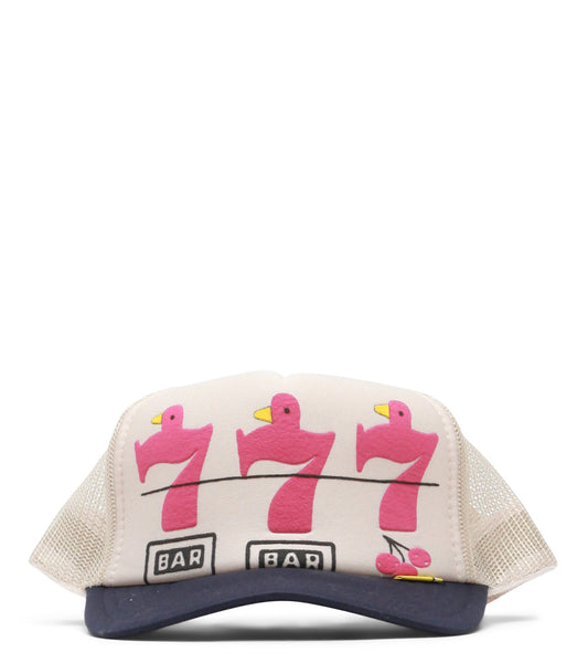 Kapital Lucky Battery Bird Truck Cap Ecru Navy