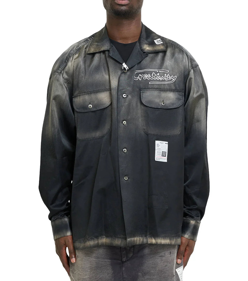 Mihara Yasuhiro Faded Satin Shirt Black