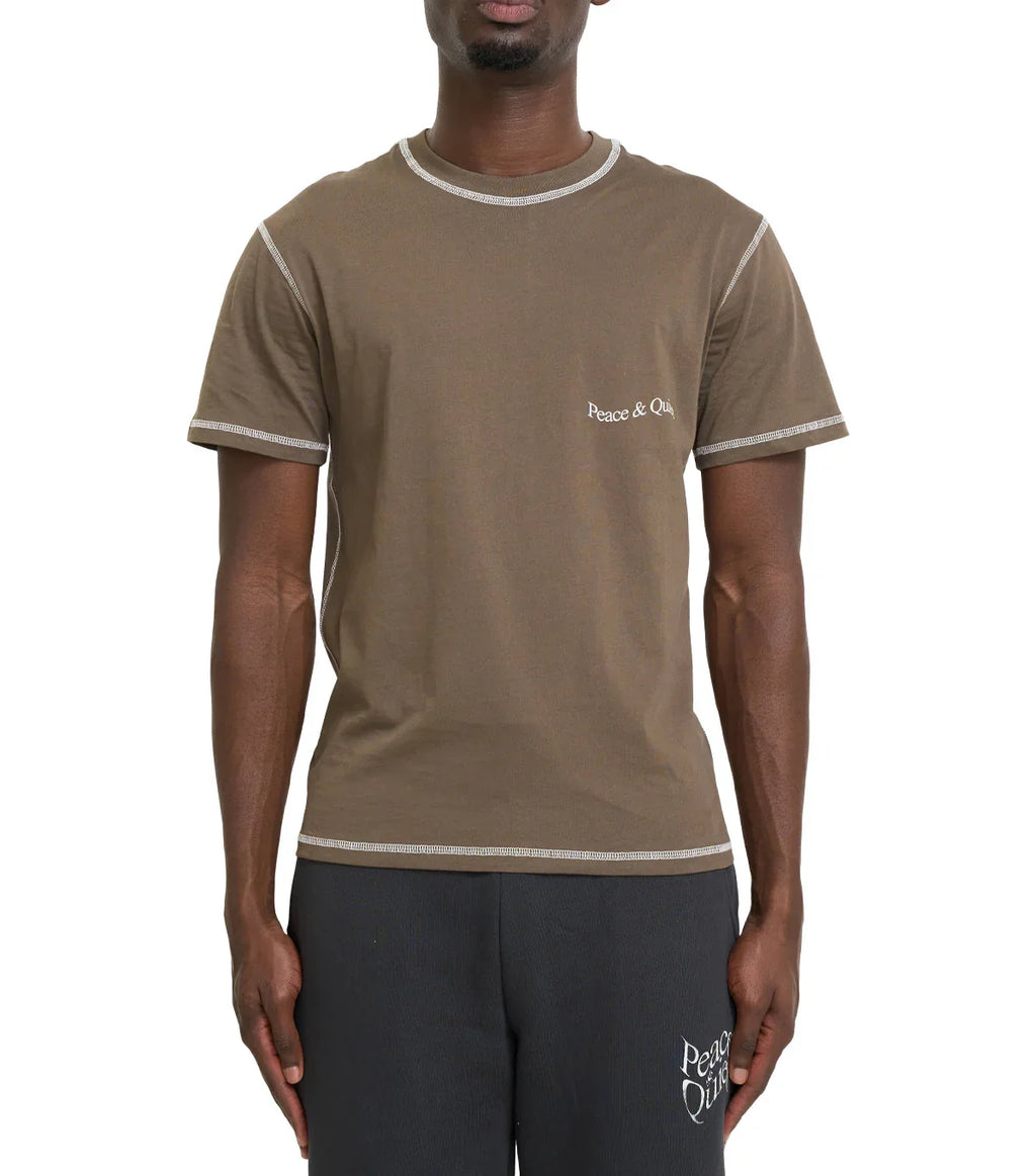 Museum of Peace & Quiet Wordmark Reverse Stitched T-Shirt Brown