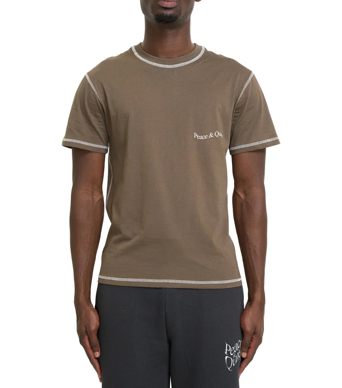 Museum of Peace & Quiet Wordmark Reverse Stitched T-Shirt Brown