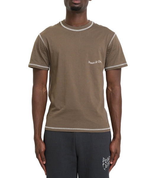 Museum of Peace & Quiet Wordmark Reverse Stitched T-Shirt Brown