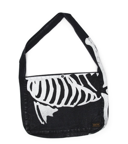 Kapital 14Oz Black Denim Book Bag (Bone) Black