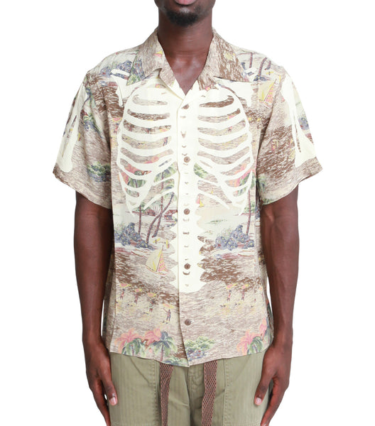 Kapital Rayon Kamekameha Bone Aloha Shirt Brown