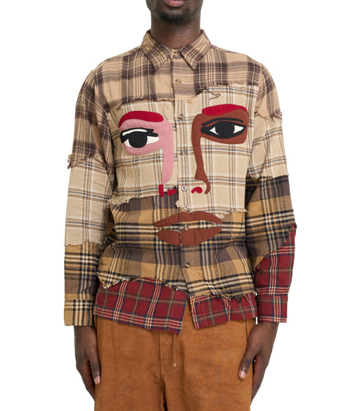 KidSuper Face Patchworked Flannel Red