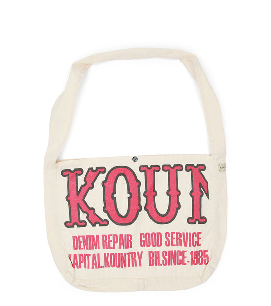 Kapital Cotton Twill Kountry Factory Book Bag Ecru