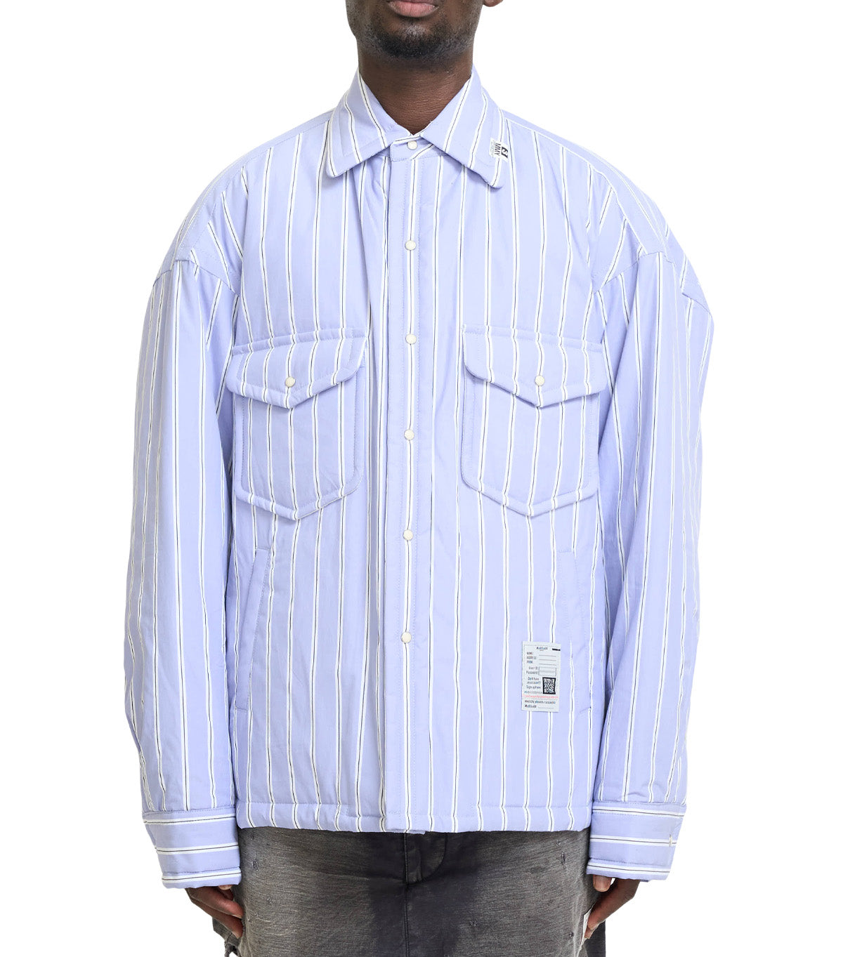 Mihara Yasuhiro Stripe Puffer Shirts Blue