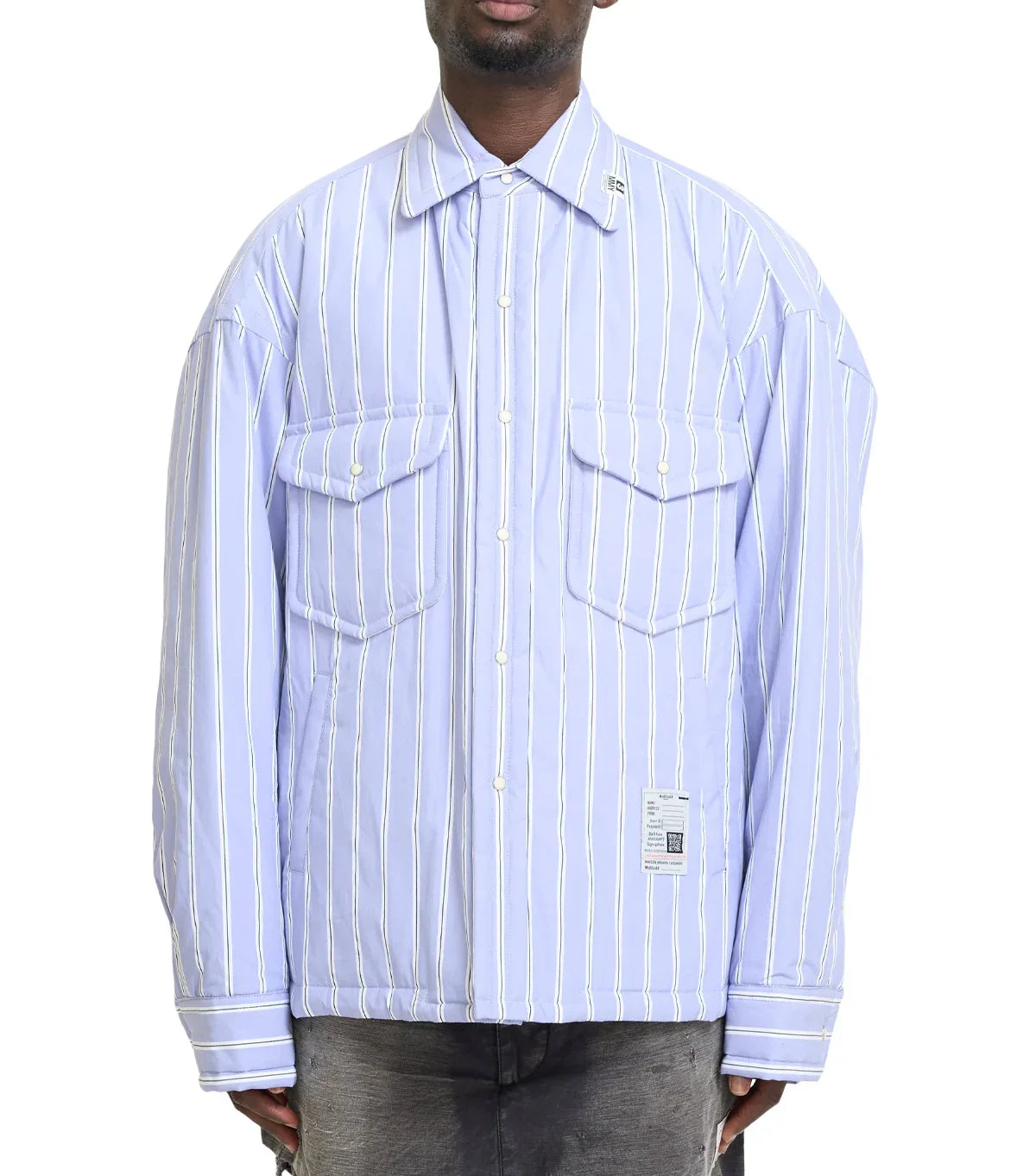 Mihara Yasuhiro Stripe Puffer Shirts Blue